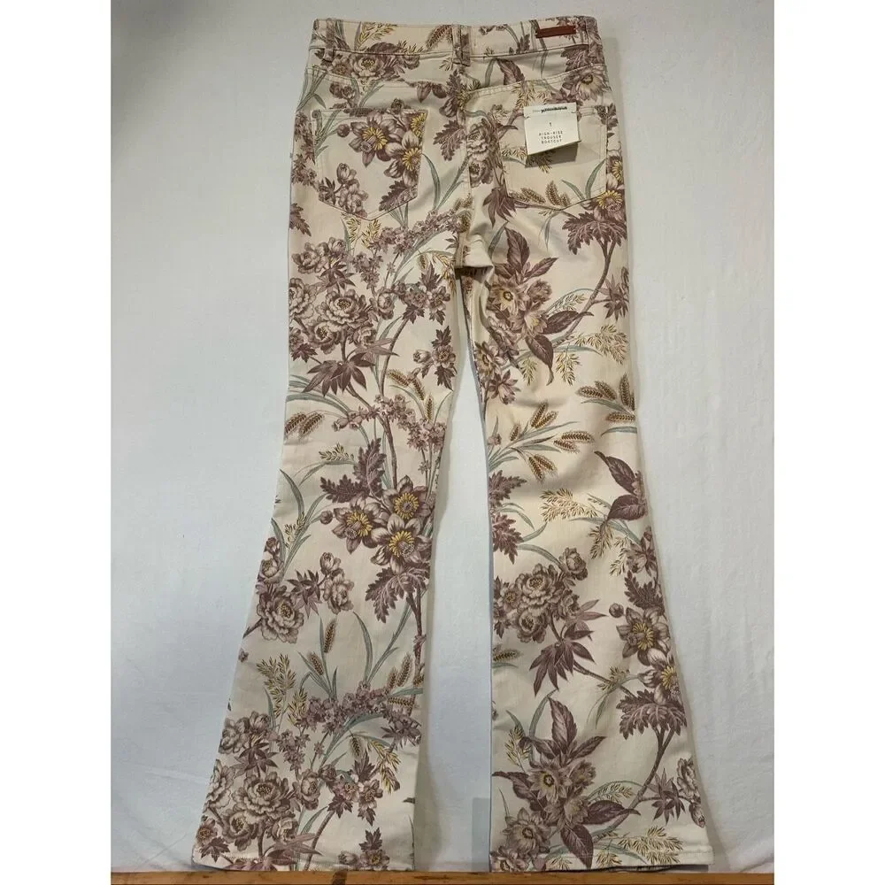 Pilcro Anthropologie Floral High Rise Trouser Bootcut Boho Jeans Size 29 NWT
